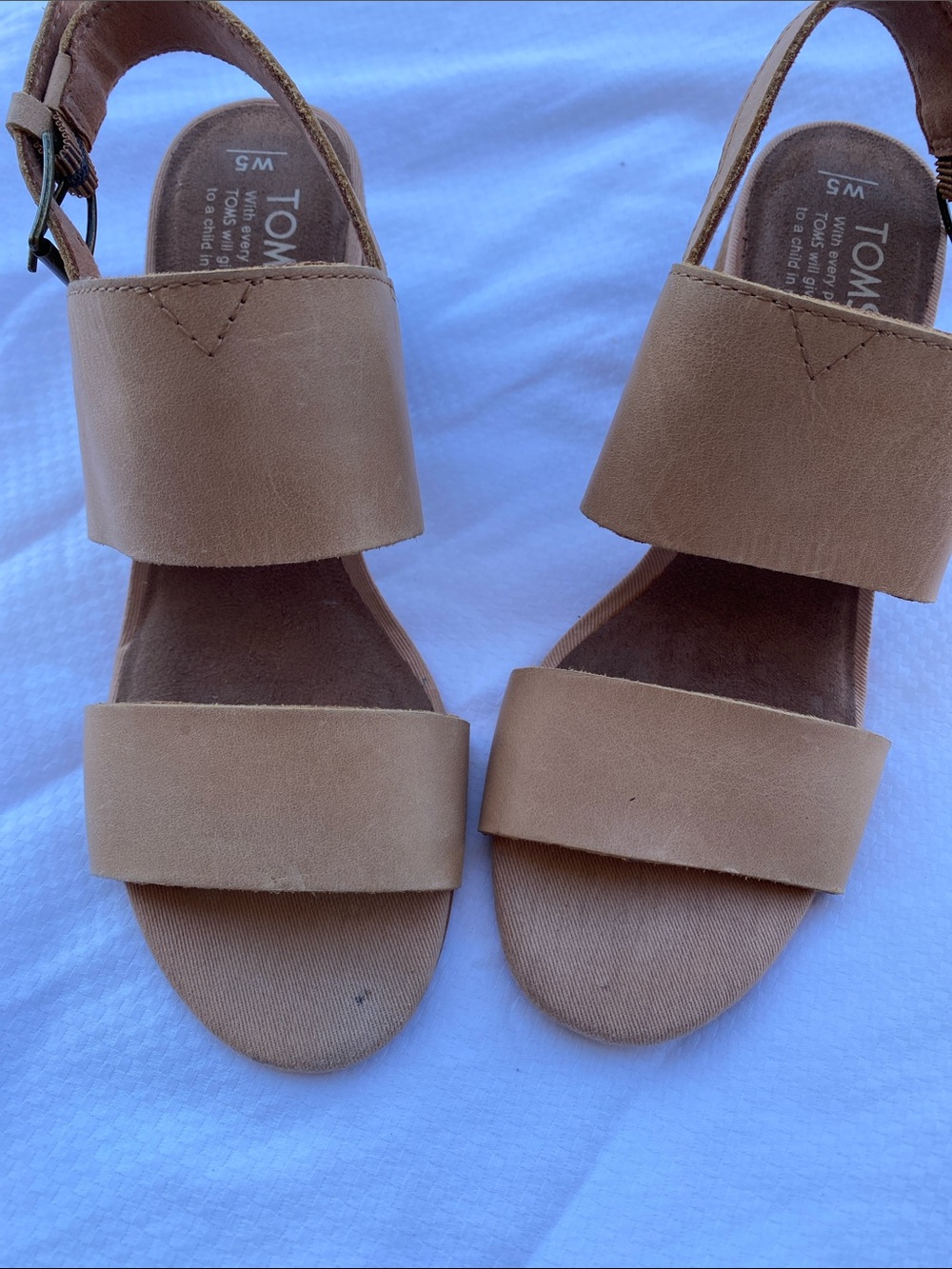 TOMS Tan Two-Strap Slingback Sandals